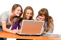 Three teenager girls surfing the net
