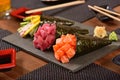 Three temaki sushis Royalty Free Stock Photo