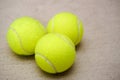 Three tennis balls on isolated background Royalty Free Stock Photo