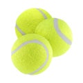 Three tennis balls isolated on white background with clipping path Royalty Free Stock Photo