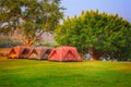 Three tents for camping with natural area Royalty Free Stock Photo