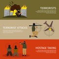 Three Terrorism Flat Banner Set