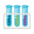 Three test tubes with colored liquids icon