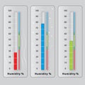 Three thermometers with different temperatures