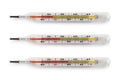 Three thermometers, isolated on white background Royalty Free Stock Photo