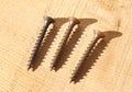 Three threaded bolts for carpentry work