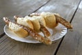 Three thuringian sausages on a plate Royalty Free Stock Photo