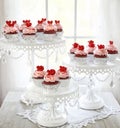 Three tier stand with Red velvet cupcakes