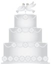 Three Tier Wedding Cake with Pair of Doves