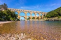 Three-tiered aqueduct Pont du Gard Royalty Free Stock Photo
