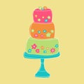 Three tiered cake with flowers