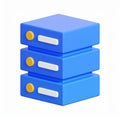 Three tiered stylized server data storage on transparent background Royalty Free Stock Photo