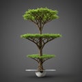 Three-tiered tree sculpture with a symmetrical design. Each tier Royalty Free Stock Photo