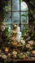 Three Tiered Wedding Cake With Flowers on Table Royalty Free Stock Photo