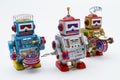 Three Tin Toy Robots Royalty Free Stock Photo