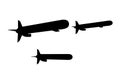 Three Tomahawk cruise missile silhouettes