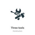 Three tools vector icon on white background. Flat vector three tools icon symbol sign from modern construction collection for