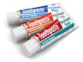 Three toothpaste containers. 3d