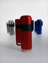 Three torch lighters a white background Royalty Free Stock Photo