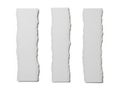 Three torn pieces of paper on white background Royalty Free Stock Photo
