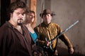 Three Sword Fighters in Dungeon Royalty Free Stock Photo