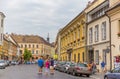 Three tourists in the old town of Budapest, Hungary