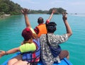 Three tourists who were enjoying the sea water