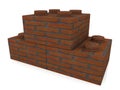 Three toy bricks with a brick structure Royalty Free Stock Photo
