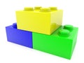 Three toy bricks in different colors Royalty Free Stock Photo