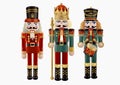 The three toy nutcracker soldiers isolated digital illustration