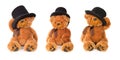 Three Toy teddy bears with hat Royalty Free Stock Photo