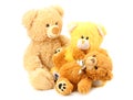 three toy teddy bears isolated on white background Royalty Free Stock Photo