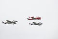 Three training jet in flight during an airshow Royalty Free Stock Photo