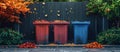 Three Trash Cans in a Row Royalty Free Stock Photo