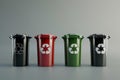 Three Trash Cans Together. Generative AI Royalty Free Stock Photo