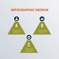 Three triangles infographic template design. Business concept infograph with 3 options, steps or processes. Vector visualization Royalty Free Stock Photo