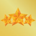 Victory three triangulation yellow star on gold background