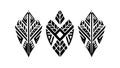 Three Tribal Feather or Leaf Designs, Indigenous Art Elements, vector design Generative AI Royalty Free Stock Photo