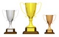 Three trophies on white background