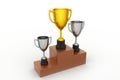 Three trophy isolated in white