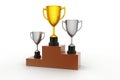 Three trophy isolated in white