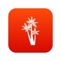 Three tropical palm trees icon digital red