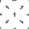 Three tropical palm trees pattern seamless black