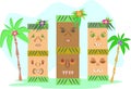 Three Tropical Tiki Totems