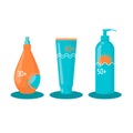 Three tubes of different shapes of sunscreen