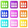 Three tubes with paint icons 9 set