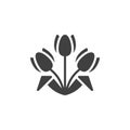 Three tulip flowers vector icon