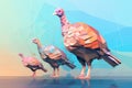 three turkeys are standing in front of each other Royalty Free Stock Photo