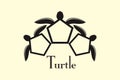 three turtle logo black color and pale yellow background