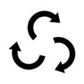 Three twisted arrows icon design. swirl sign.